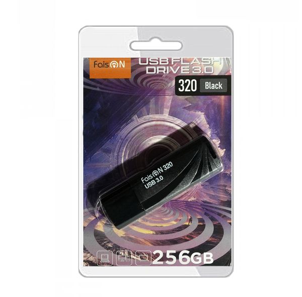 Флеш-накопитель 256Gb FaisON 320, USB 3.0, пластик, чёрный-1