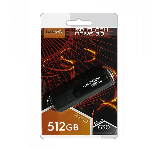 Флеш-накопитель 512Gb FaisON 630, USB 3.0, пластик, чёрный-1
