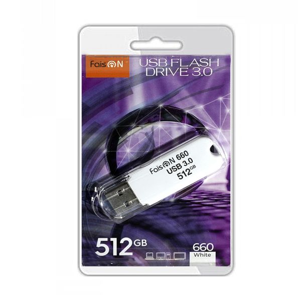 Флеш-накопитель 512Gb FaisON 660, USB 3.0, пластик, белый-1