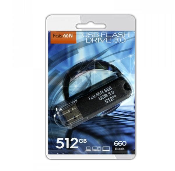 Флеш-накопитель 512Gb FaisON 660, USB 3.0, пластик, чёрный-1