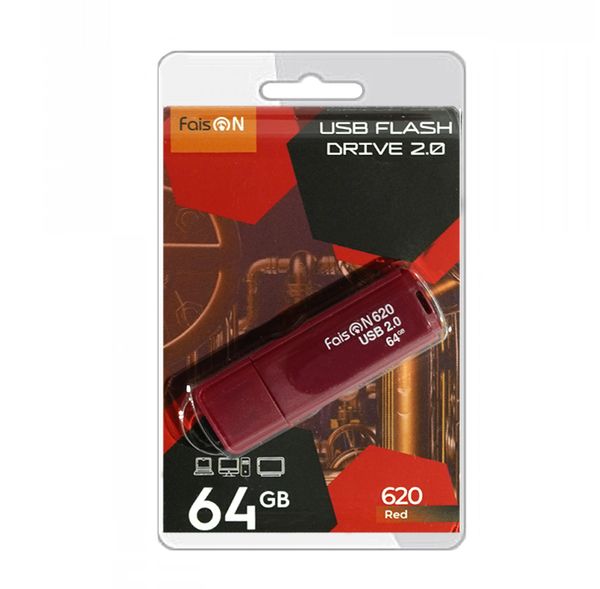 Флеш-накопитель 64Gb FaisON 620, USB 2.0, пластик, красный-1