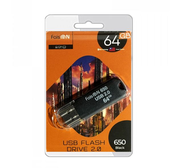 Флеш-накопитель 64Gb FaisON 650, USB 2.0, пластик, чёрный-1