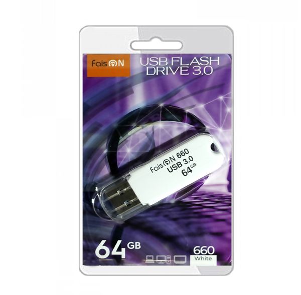 Флеш-накопитель 64Gb FaisON 660, USB 3.0, пластик, белый-1