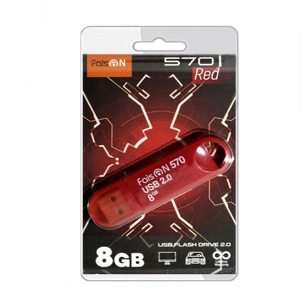 Флеш-накопитель 8Gb FaisON 570, USB 2.0, пластик, красный-1