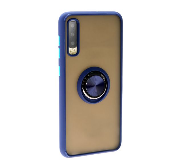 Накладка задняя FaisON для XIAOMI Mi10, Ring Series 2, пластик, силикон, матовая, держатель под палец, магнит, цвет: синий-1