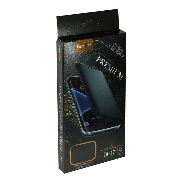 Чехол-книжка FaisON для HUAWEI Honor 9C, PREMIUM, CA-17, экокожа, с силиконовым креплением, на магните, цвет: чёрный-4