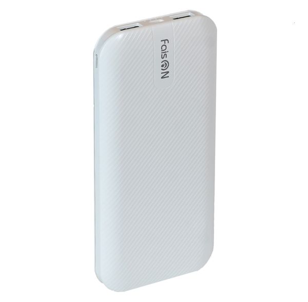 Аккумулятор внешний FaisON B37, Persistent, 10000mAh, пластик, 2 USB выхода, 1.0A, цвет: белый, в техпаке*-1
