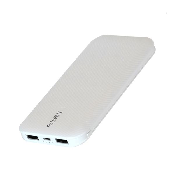 Аккумулятор внешний FaisON B37, Persistent, 10000mAh, пластик, 2 USB выхода, 1.0A, цвет: белый, в техпаке*-2