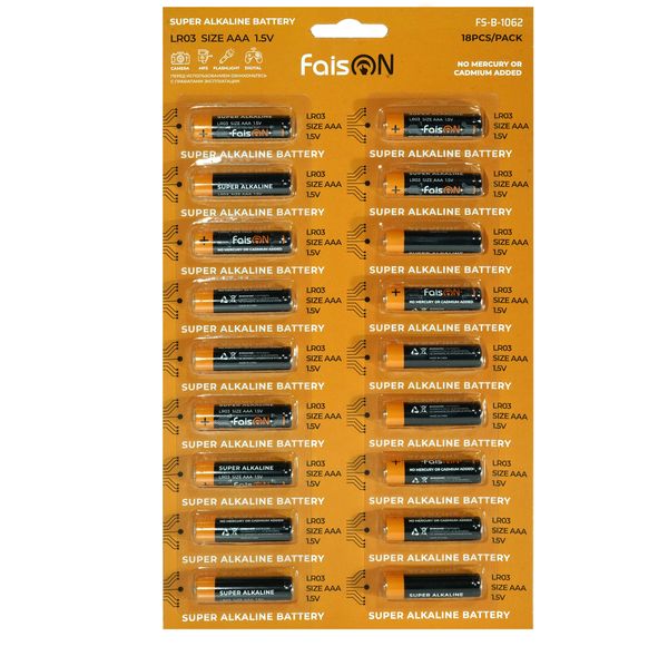 Батарейка AAA FaisON FS-B-1062 LR03-18BL Super Alkaline, 1.5B, (18/180/720)-1