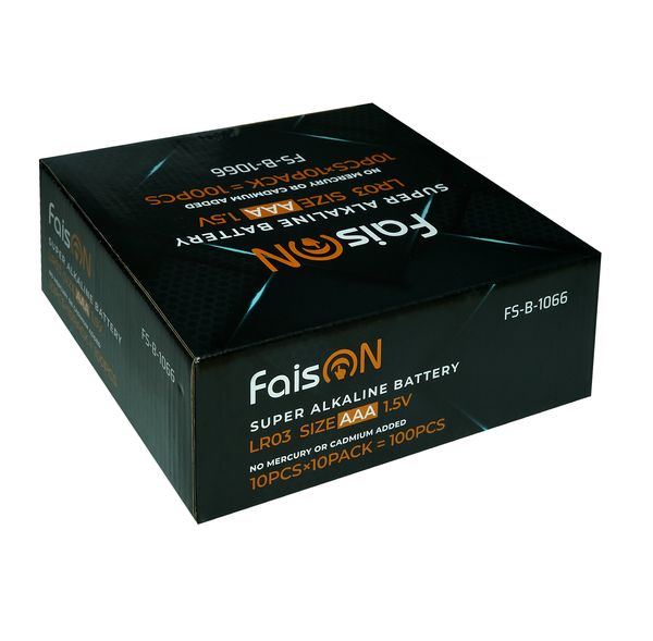 Батарейка AAA FaisON FS-B-1066 LR03-10BL Super Alkaline, 1.5B, (10/100/800)-2