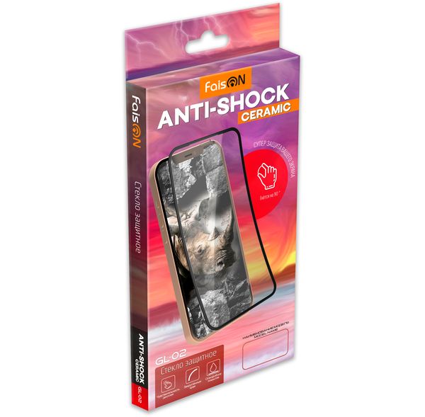 Стекло защитное FaisON для SAMSUNG Galaxy M21/ M31, GL-02, Anti-shock Ceramic, глянцевое, полный клей, цвет: чёрный, в техпаке*-1