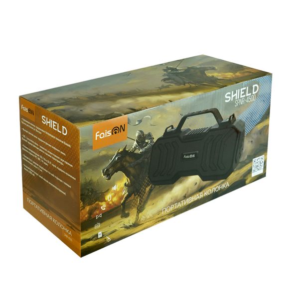 Колонка портативная FaisON, SPNR-4500, Shield, пластик, Bluetooth 5.0, FM, TF, SD, TWS, USB, AUX, цвет: чёрный, в техпаке*-3
