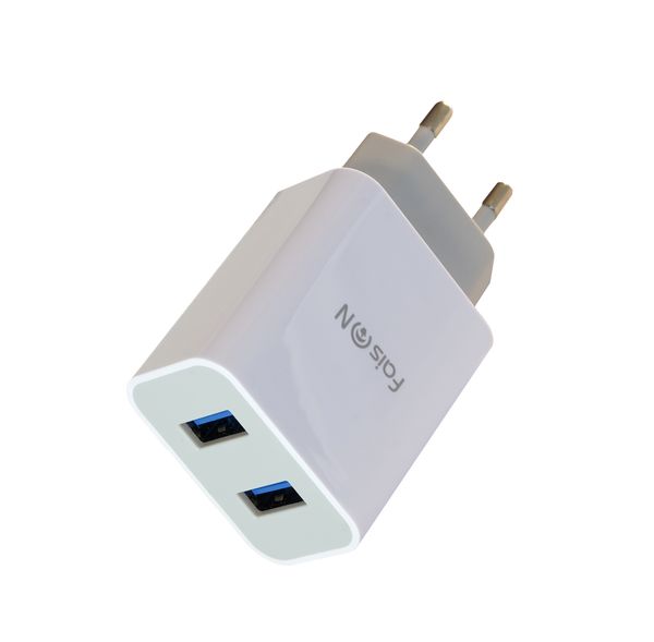 Блок питания сетевой 2 USB FaisON, HUT-100, Start, 2400mA, пластик, цвет: белый-1