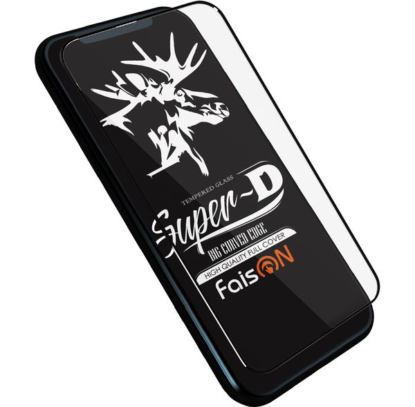 Стекло защитное FaisON для APPLE iPhone 12 Pro Max (6.7), GL-04, 0.4 мм, Super-D, глянцевое, полный клей, цвет: чёрный, в техпаке*-3