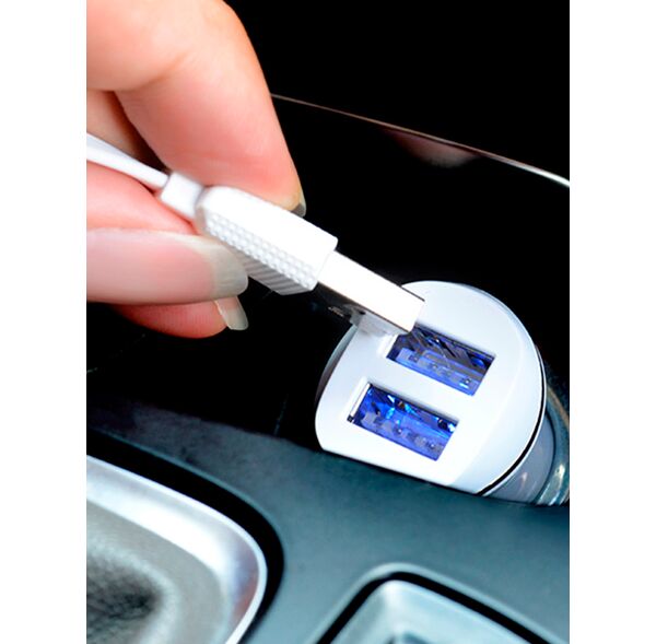 Блок питания автомобильный 2 USB FaisON Z1, Ring, 2100mA, цвет: белый, мятая упаковка-2