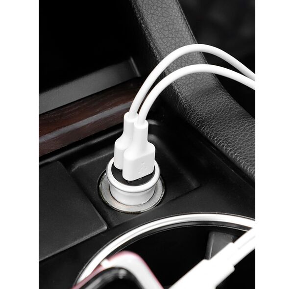 Блок питания автомобильный 2 USB FaisON А-37, Push, 2400mA, 12Вт, цвет: белый-2