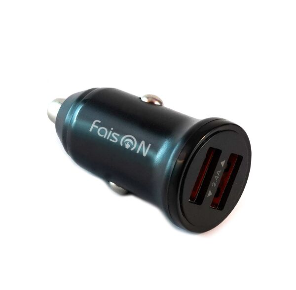 Блок питания автомобильный 2 USB FaisON A-36, Range, 2400mA, цвет: чёрный-1