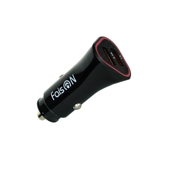 Блок питания автомобильный 2 USB FaisON A-6, Shape, 3.1A, цвет: чёрный, мятая упаковка-1