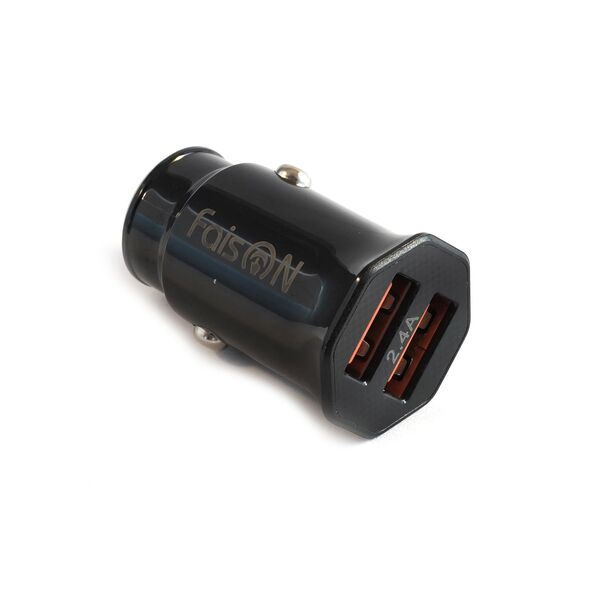 Блок питания автомобильный 2 USB FaisON A-20, EDGE, 2400mA, цвет: чёрный-1